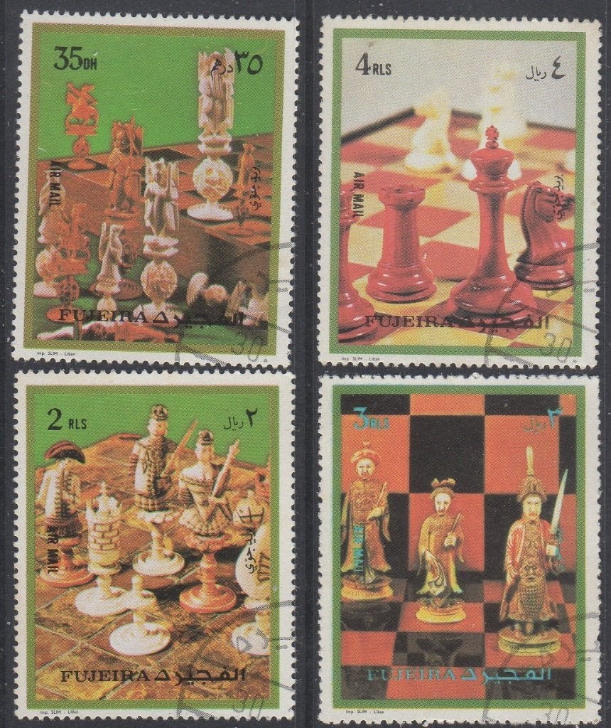 Fujeira - Schaakstukken en schaakborden, Verzenden, Gestempeld