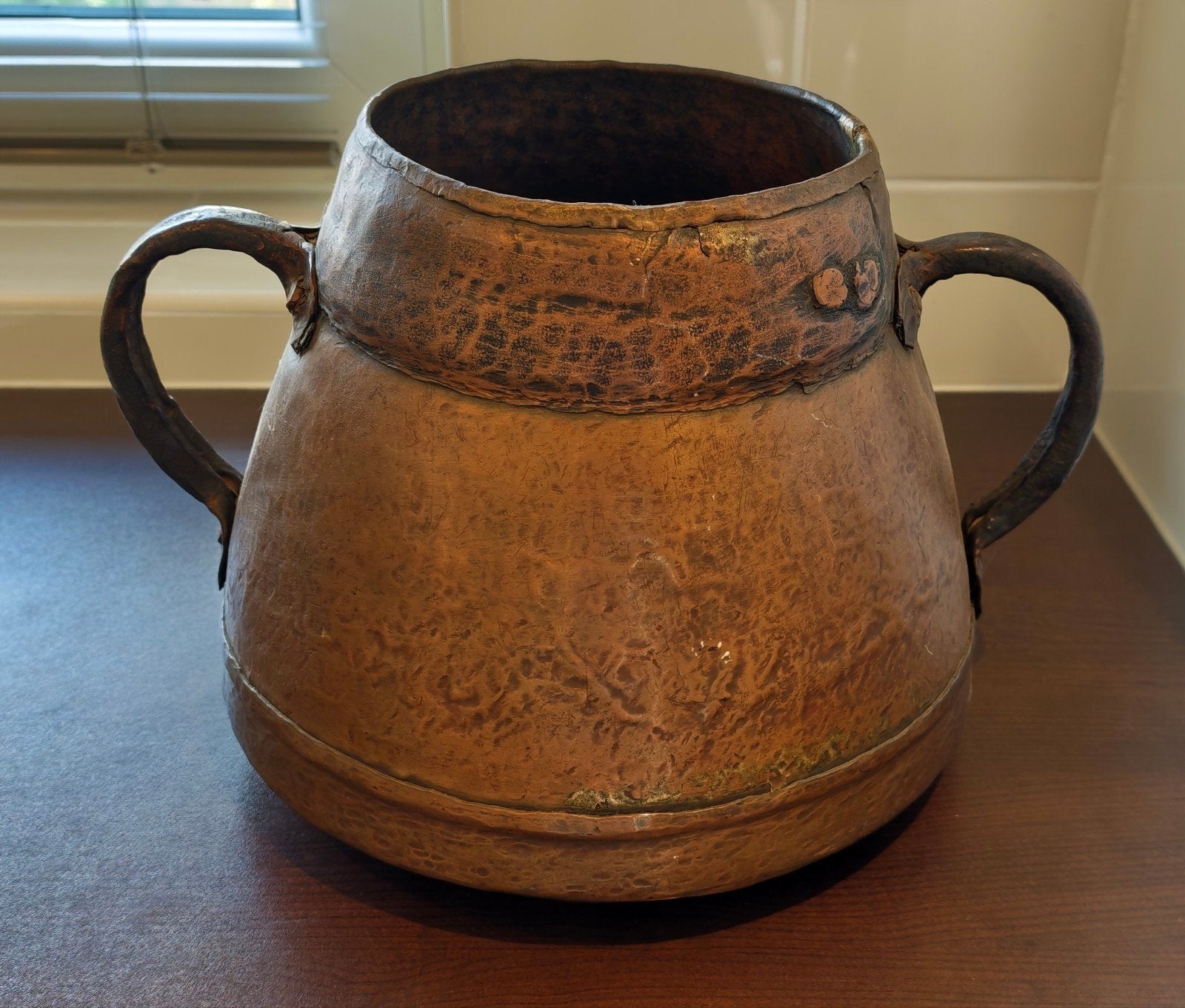 Chaudron/cheminée ancienne en cuivre rouge — XVIIIe/XIXe siè, Enlèvement ou Envoi, Cuivre