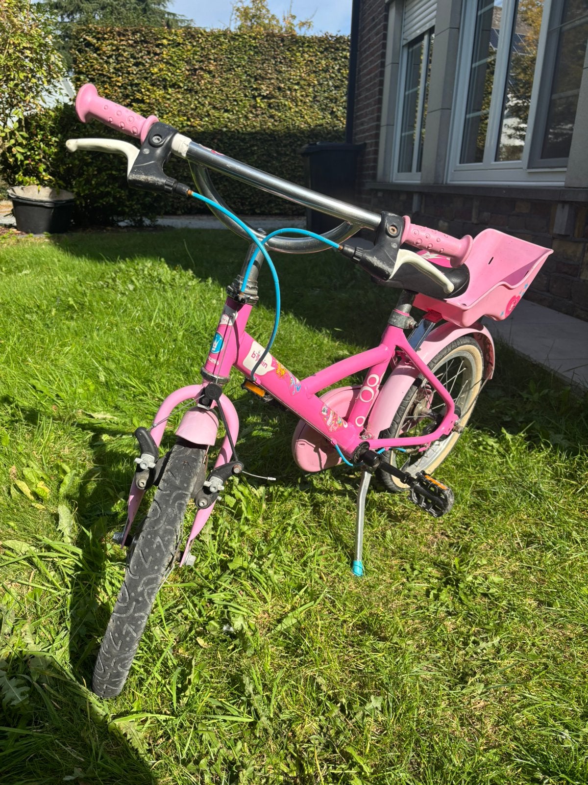 Roze meisjesfiets 16inch, Ophalen, Gebruikt, Handrem, Schijfrem