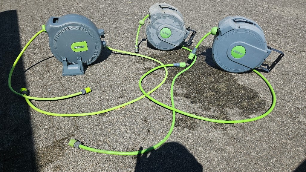 3 waterslang haspels te koop apart of 3 tesamen, Ophalen, Gebruikt, Tuinslanghaspel