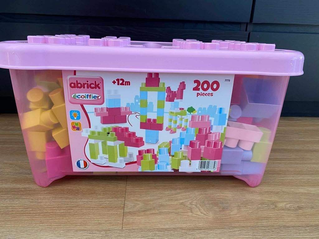 Écoiffier Maxi Abrick bouwblokken – 200 st – roze opbergbox, Enlèvement, Utilisé, Abrick
