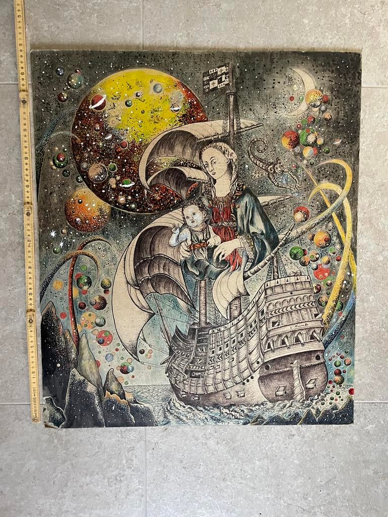 Grande œuvre d'art surréaliste : vaisseau et cosmos, Enlèvement ou Envoi