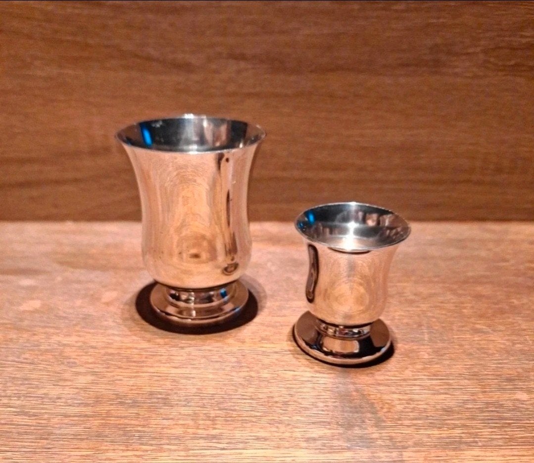 Set van 2 verzilverde bekers — Orfèvre Ravinet d'Enfer, Verzenden, Zilver