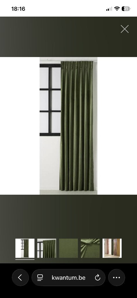 gordijnen, nieuw,velours olijfgroen., Ophalen, Kwantum, Fluweel, Met haken