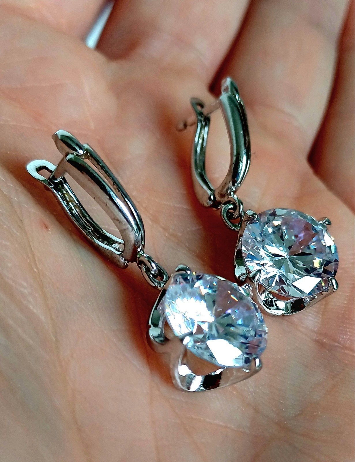 boucles d'oreilles en argent avec une grosse pierre, Enlèvement ou Envoi, Argent, Argent