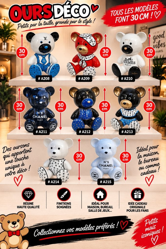 OURSONS DÉCO – STATUES EN RÉSINE 30 CM, Enlèvement ou Envoi, Neuf