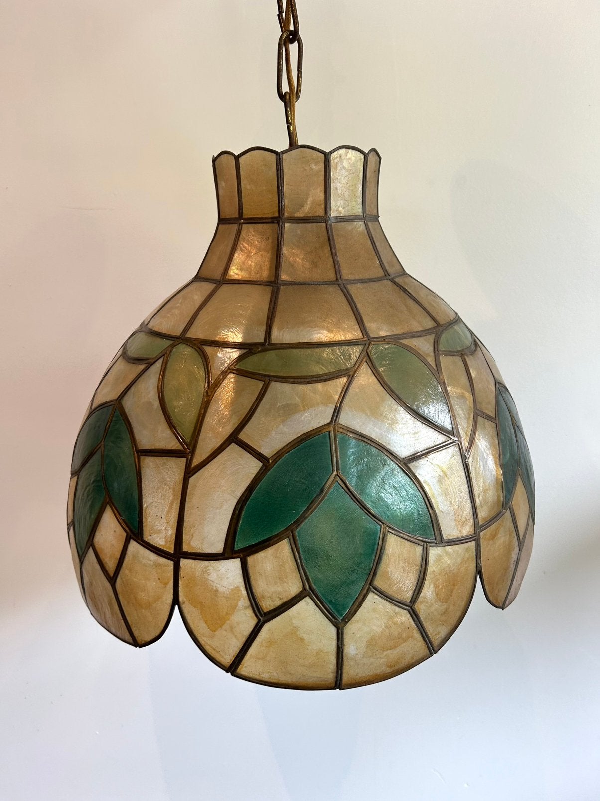 Vintage capiz schelplamp, Ophalen, Gebruikt