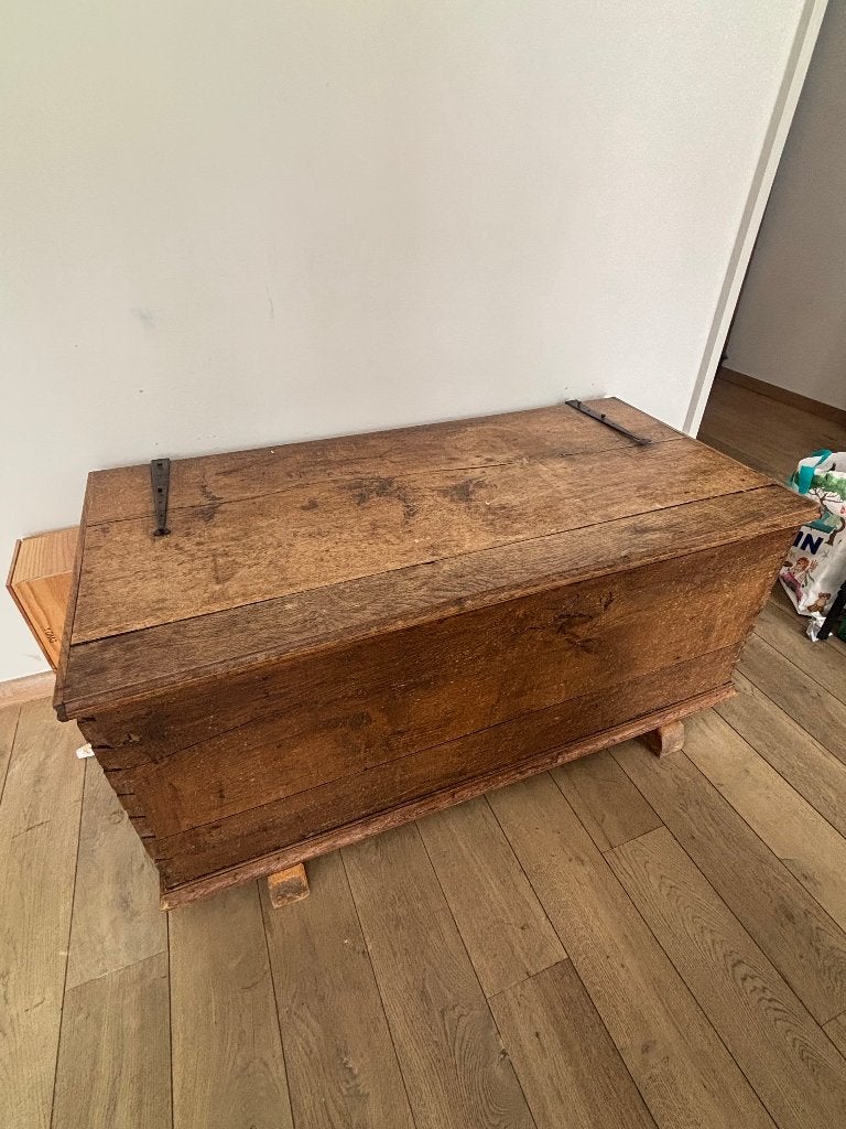 Oude massieve houten opbergkist / dekenkist, Ophalen of Verzenden, Gebruikt