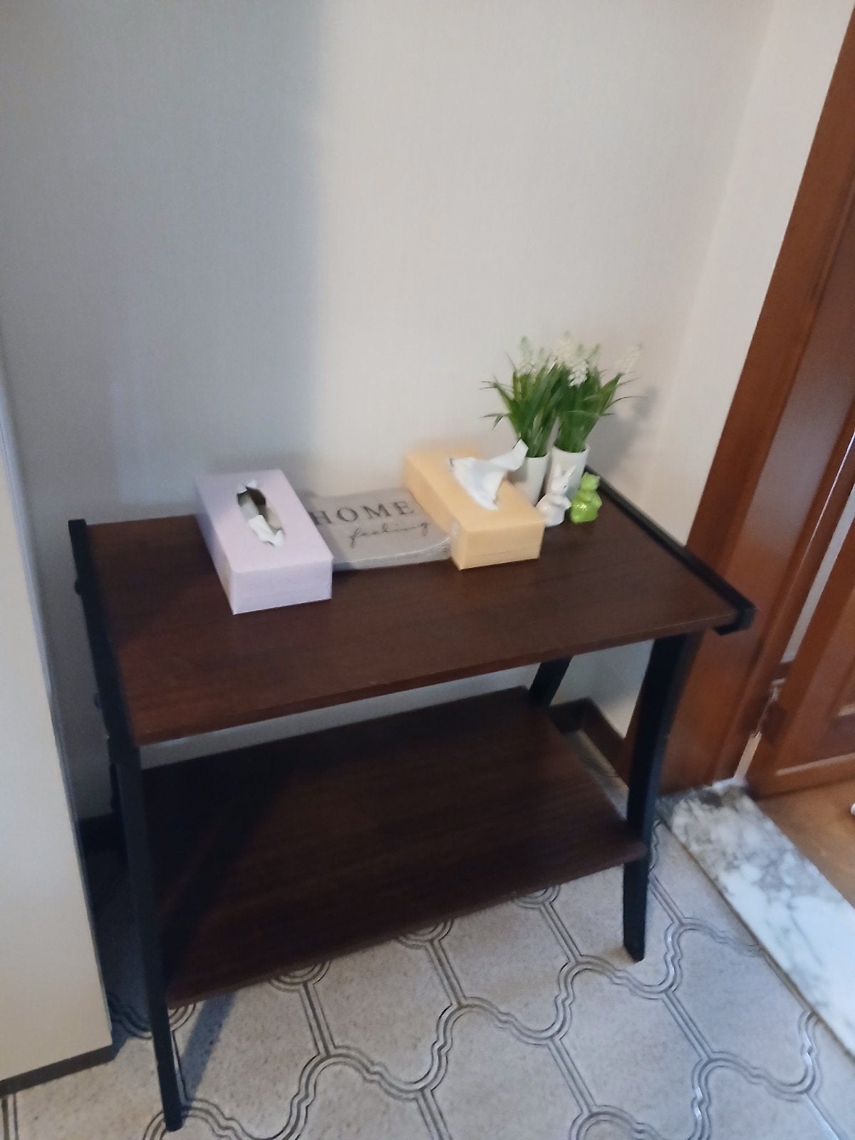 Mooie industriële sidetable / consoletafel – Donker hout & z, Ophalen