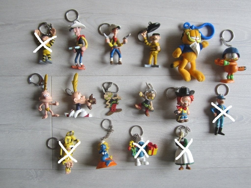 Personnages de bd en porte-clé - 2,00Eur / pièce, Enlèvement ou Envoi, Autres personnages, Comme neuf, Statue ou Figurine