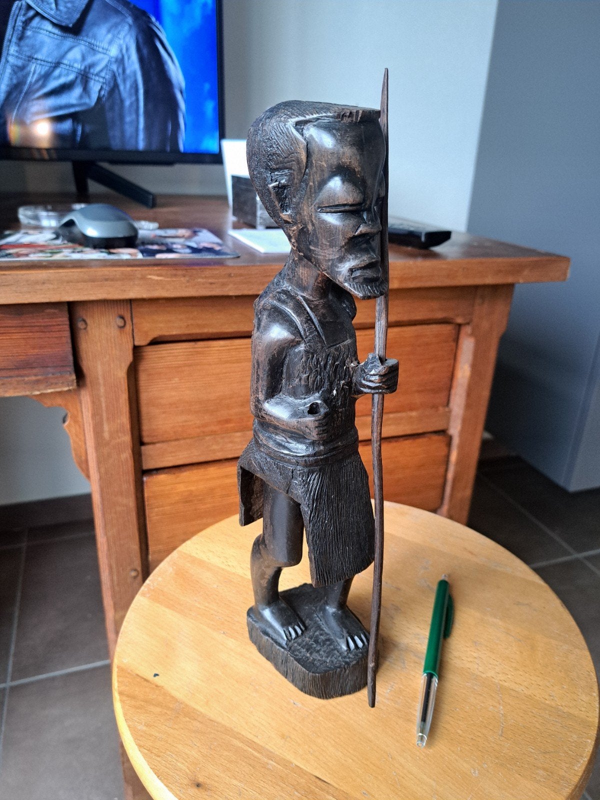 Houten "Afrikaanse krijger" beeld, Huis en Inrichting, Ophalen