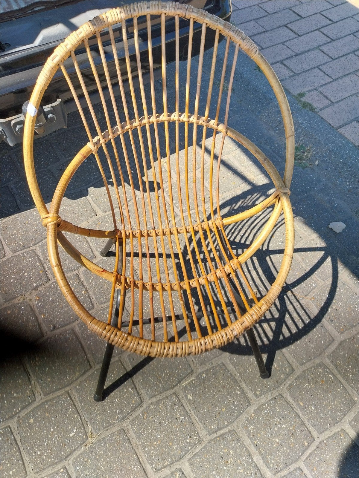 Vintage rotan kuipstoel Rohe Noordwolde, Tuin en Terras, Ophalen, Rotan