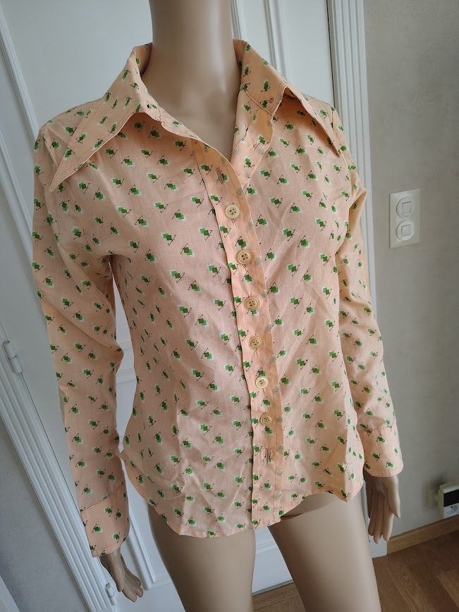 Vintage blouse met print, Kleding | Dames, Verzenden, Roze