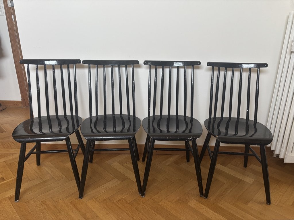 4 chaises taapiovaara scandinave, Maison & Meubles, Enlèvement, Utilisé, Scandinave, Bois