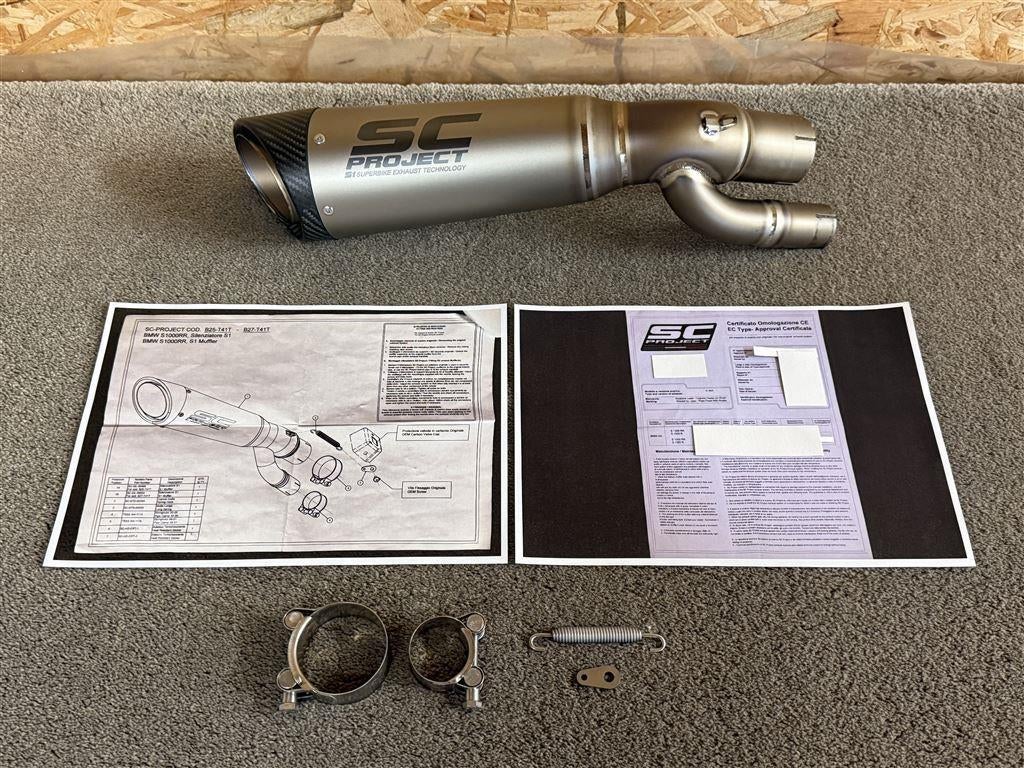 SC Project S1 titanium uitlaat demper BMW S1000RR 2017 2018, Motoren, Verzenden, Gebruikt