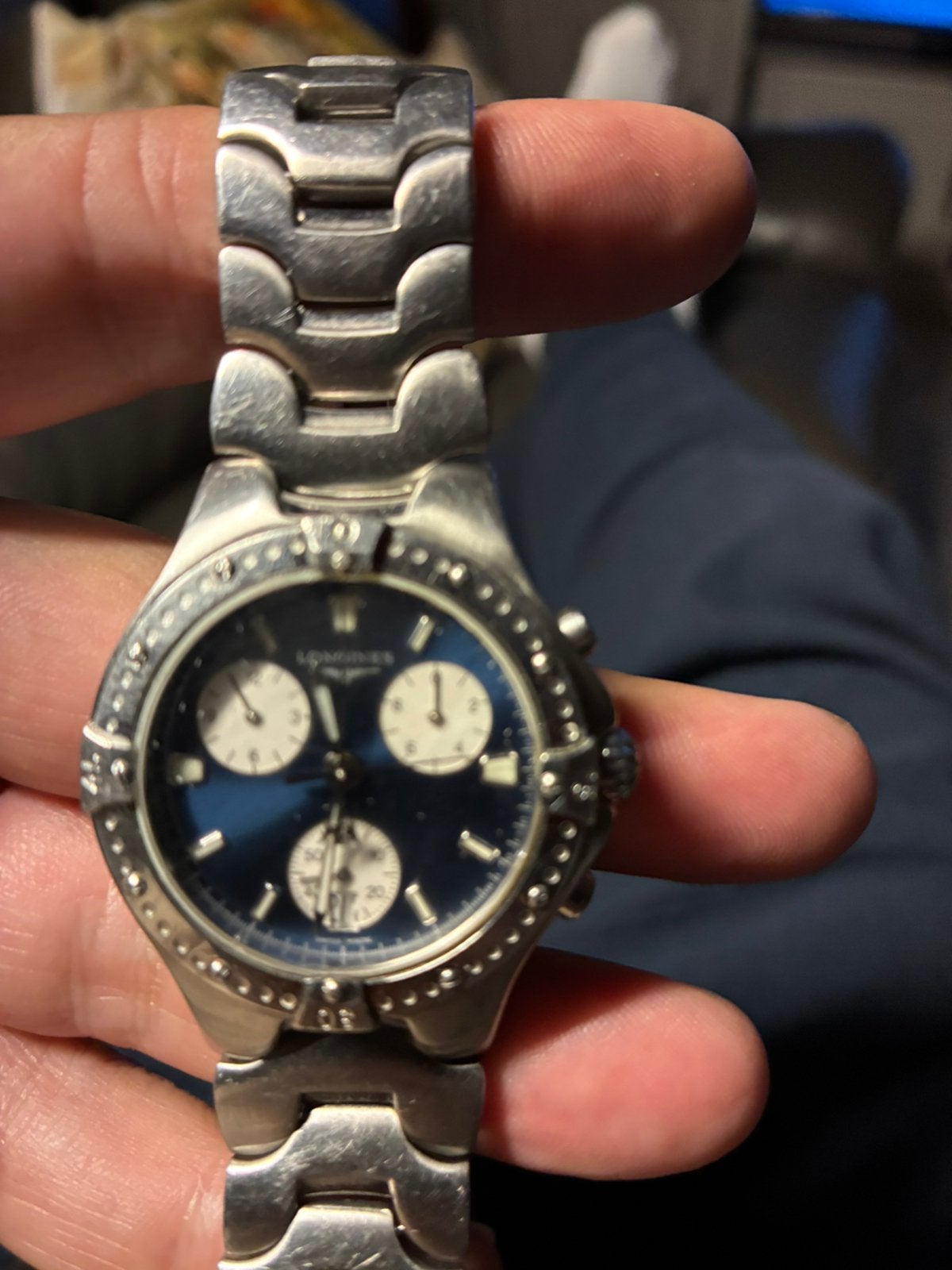 Vintage LONGINES Chrono Quartz L3.614.4 vollst., Montre-bracelet, Autres marques, Acier, Enlèvement