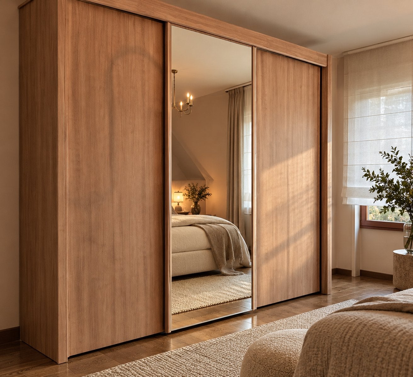 Kleerkast eik met schuifdeuren en spiegel 3 stuks beschikbaa, Huis en Inrichting, Ophalen, Zo goed als nieuw, 200 cm of meer