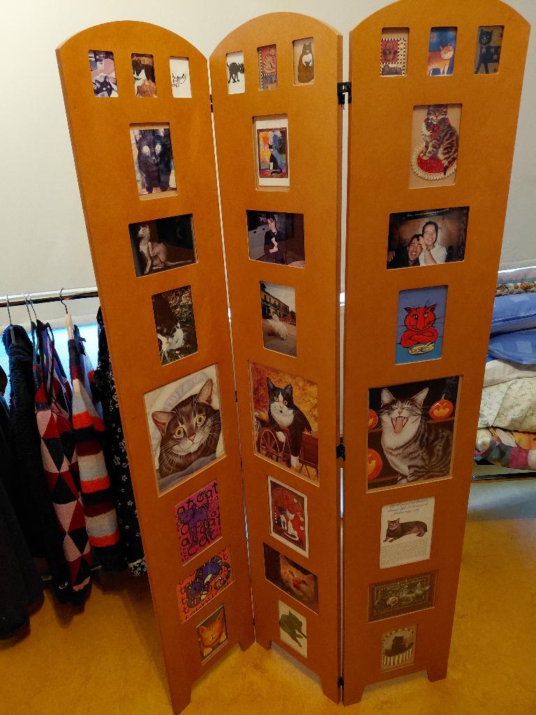 Houten paravent/drieluik voor foto's, Ophalen, Gebruikt, Hout