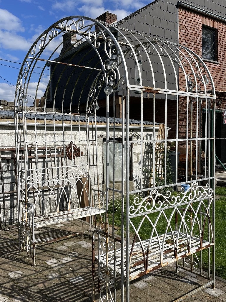 Gloriette ( arche )et 2 bancs intégrés en fer, Jardin & Terrasse, Enlèvement, Utilisé