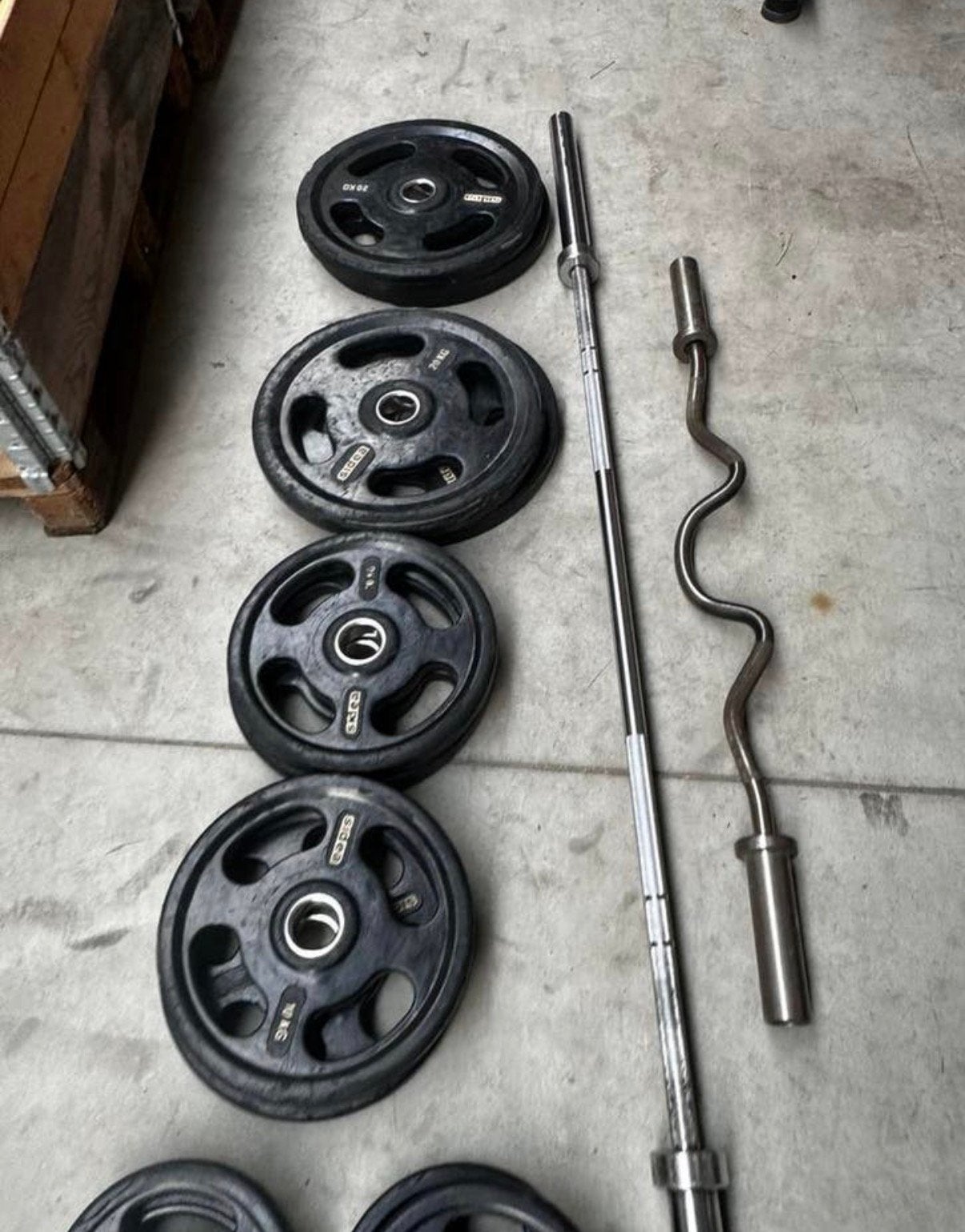 147,5kg Olympische Gewichten ,Olympische Barbell  ,Ezstang, Sport en Fitness, Ophalen, Gebruikt, Halterschijven