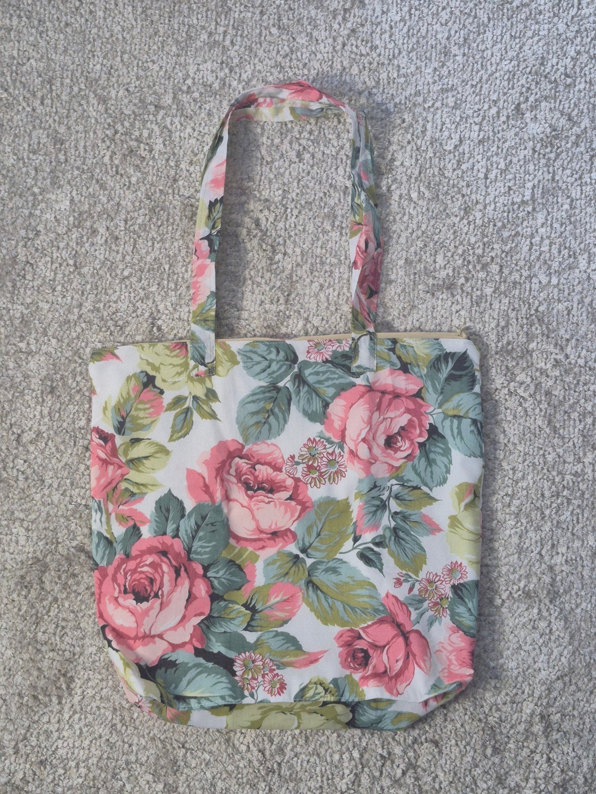 Tote Bag Fait Main en Coton Fleuri Vintage, Handtassen en Accessoires, Tassen | Damestassen, Ophalen of Verzenden, Nieuw, Beige