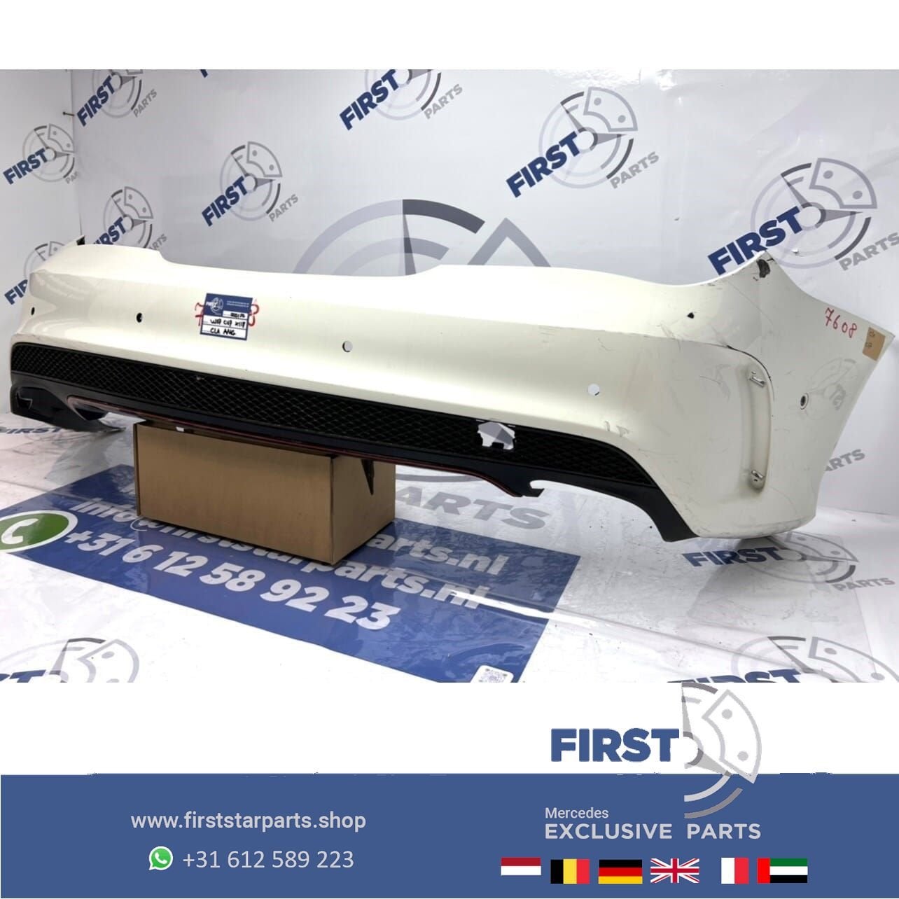 W117 CLA AMG ACHTERBUMPER WIT Mercedes C117 X117 2013-2018 O, Gebruikt, -, Voor, Ophalen of Verzenden