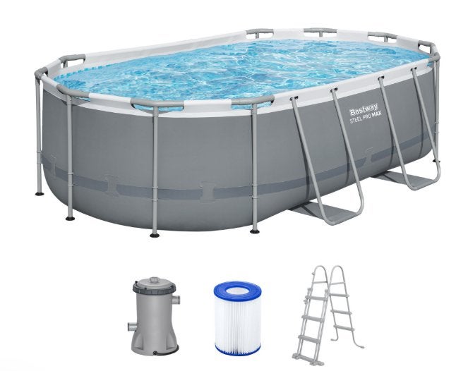 Bestway zwembad 427 x 250 x x 100 + skimmer + onderhoudsset, Ophalen, Ovaal, Opzetzwembad