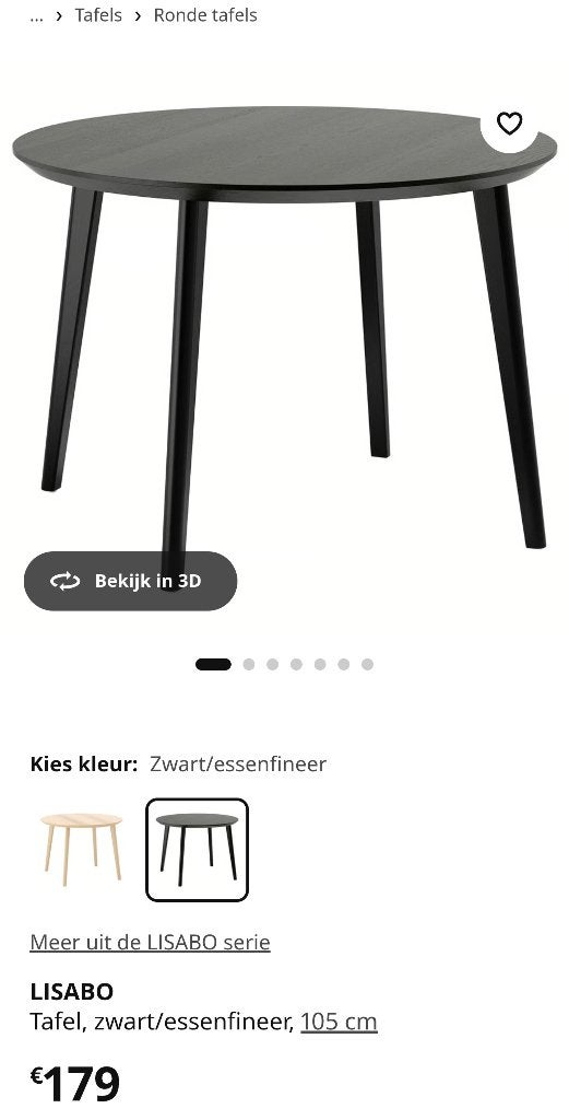 Ikea lisboa ronde tafel, Huis en Inrichting, 100 tot 150 cm, Rond, Ophalen of Verzenden, Zo goed als nieuw