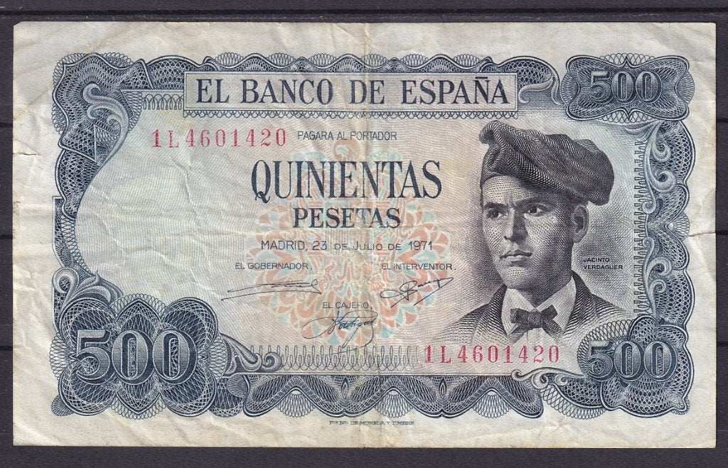 Espagne 500 pesetas 1971 VF, Enlèvement ou Envoi, Autres pays, Billets en vrac