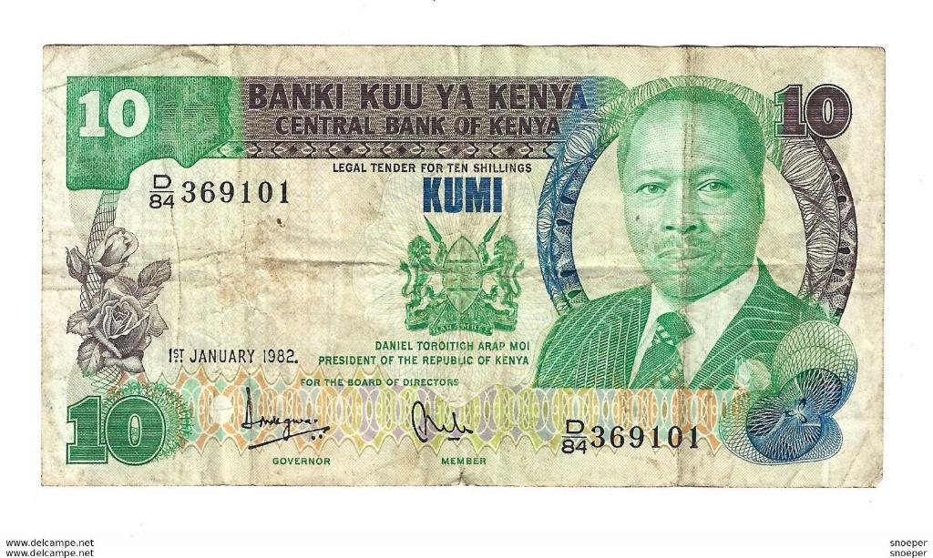 kenya 10 shillings 1982 20b, Postzegels en Munten, Bankbiljetten | Afrika, Verzenden, Overige landen, Los biljet