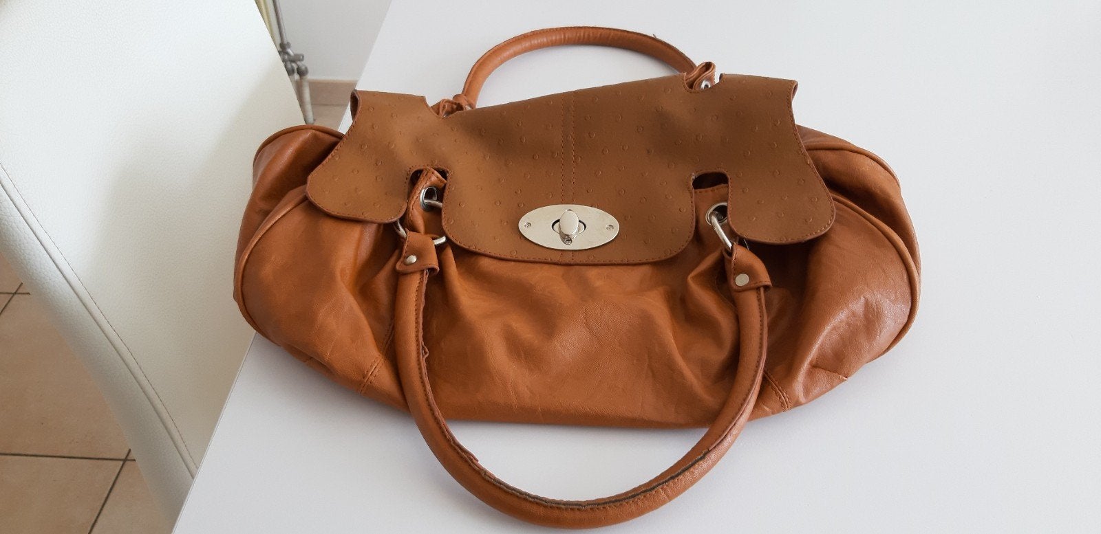 Sac à main couleur cognac. Très bon état., Enlèvement ou Envoi, Bleu, Sac à main