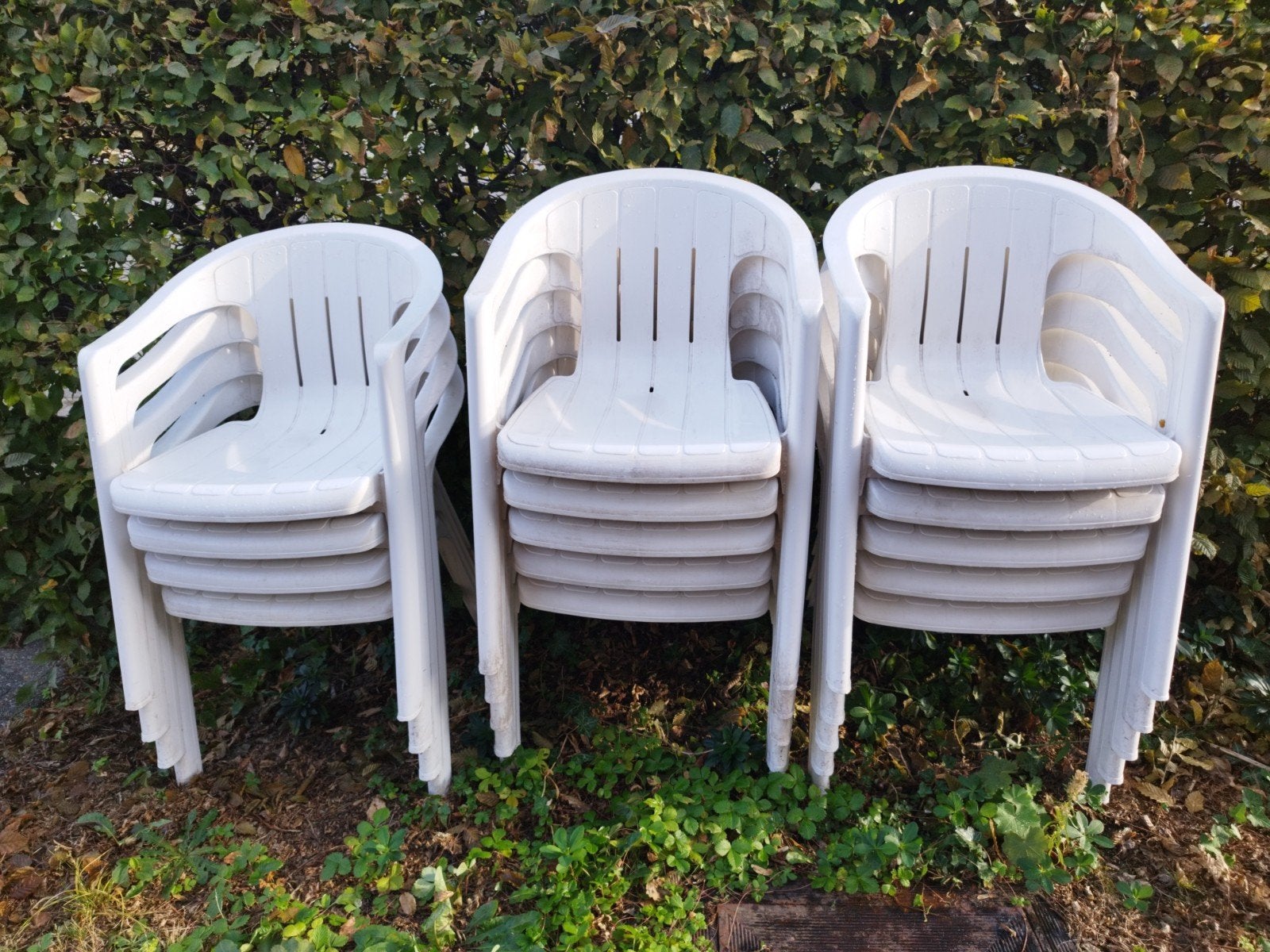 14 Tuinstoelen kunststof, Tuin en Terras, Ophalen, Gebruikt, Kunststof, Stapelbaar