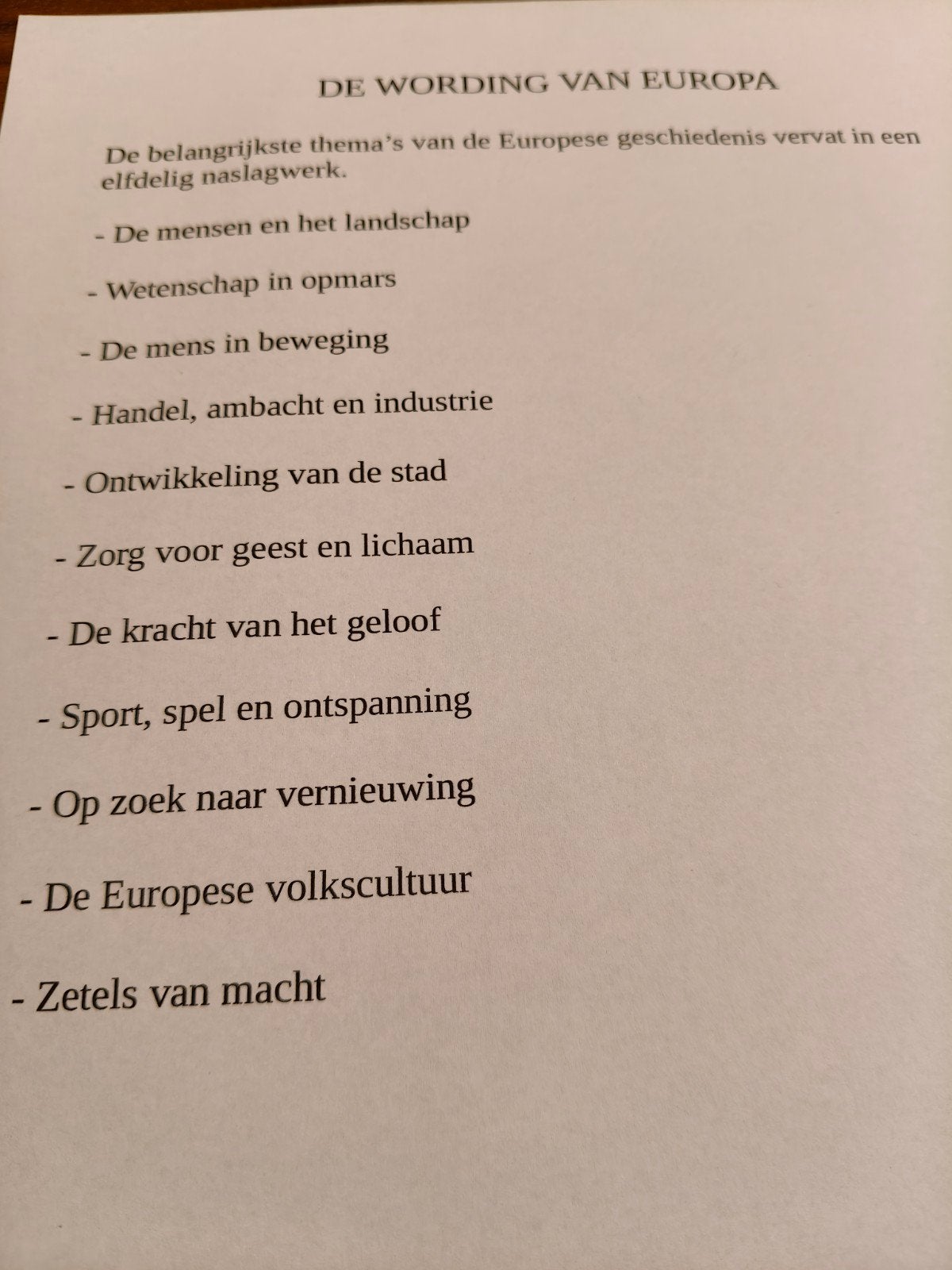 Geschiedenis van Europa, Livres, Enlèvement