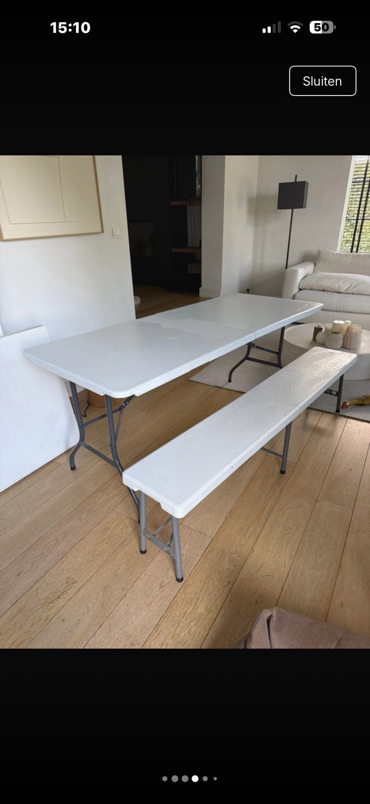 Tables de jardin pliables avec banc, Enlèvement, Utilisé, Rectangulaire, Synthétique