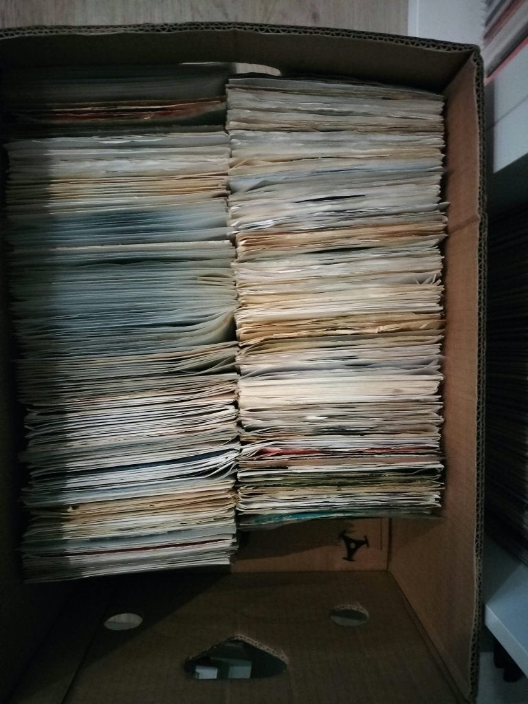 Doos met 7" plaatjes (singels), Cd's en Dvd's, Ophalen of Verzenden, Gebruikt, 7 inch, Overige typen