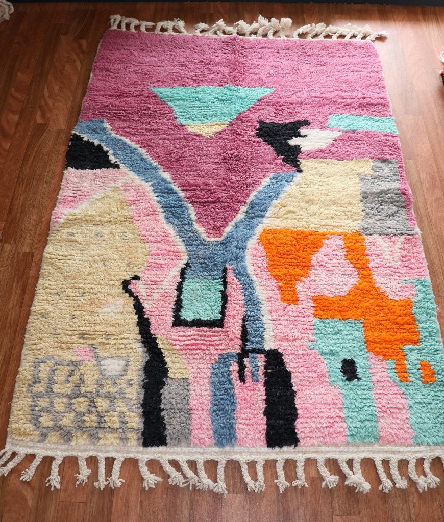Tapis berbère marocain laine tissé main 154x109cm, Envoi