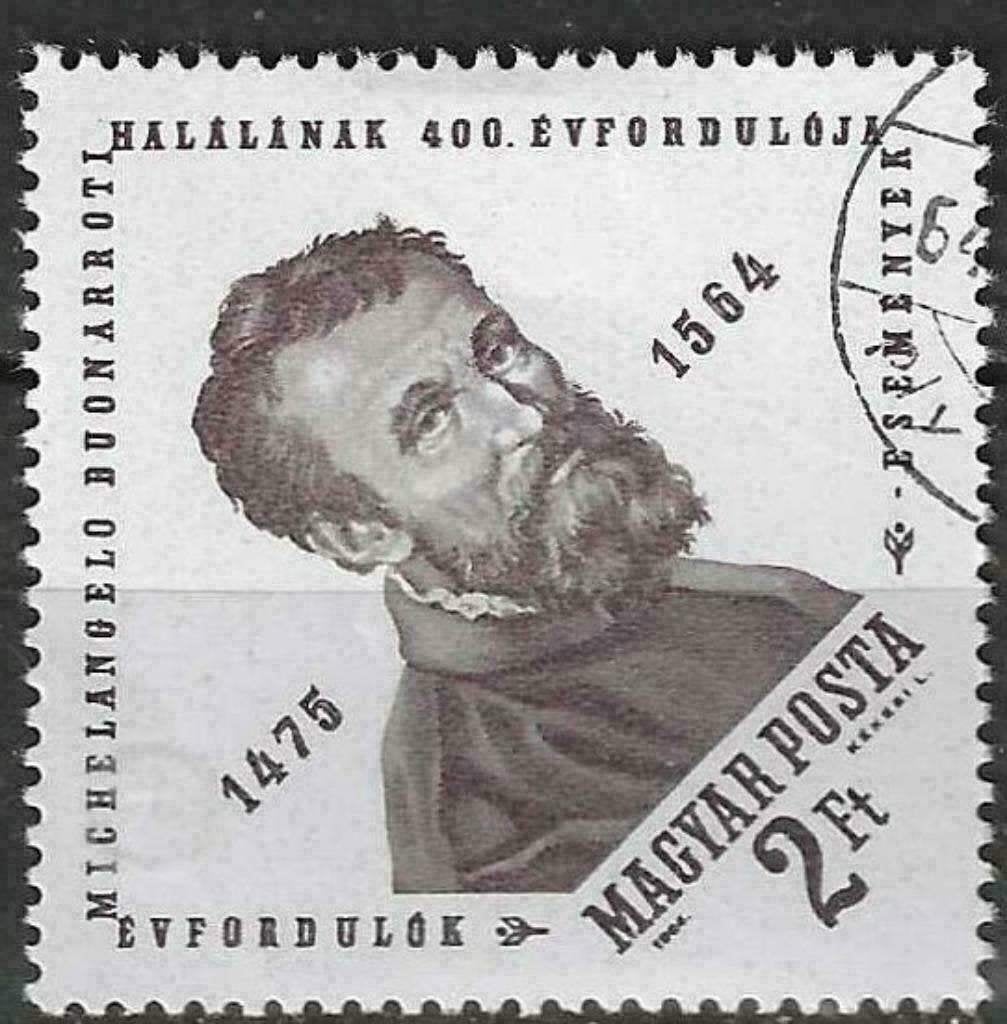 Hongrie 1964 - Yvert 1647 - Michelangelo Buonarroti (ST), Timbres & Monnaies, Timbres | Europe | Hongrie, Envoi, Affranchi