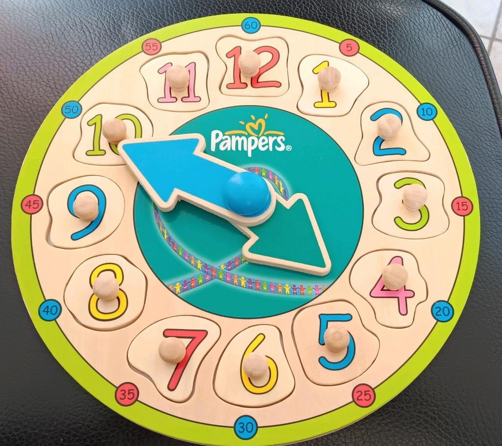 Puzzle en bois : horloge, Neuf, 2 à 4 ans, Enlèvement, 10 à 50 pièces