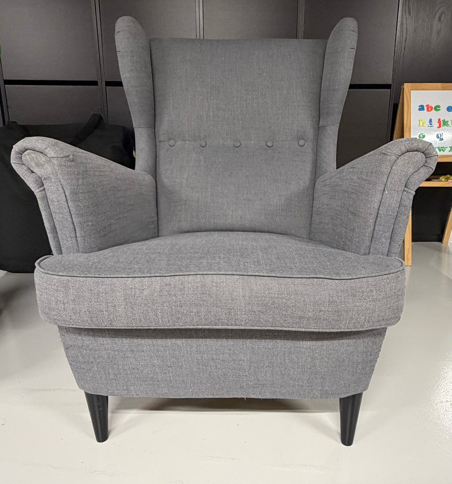 Grijze fauteuil model strandmom Ikea, Ophalen, Gebruikt, 75 tot 100 cm, 75 tot 100 cm