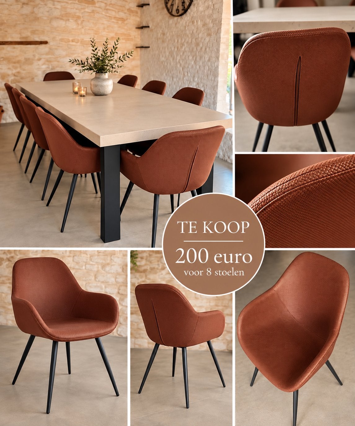 Eetstoelen, Huis en Inrichting, Ophalen, Gebruikt, Leer, Vijf, Zes of meer stoelen