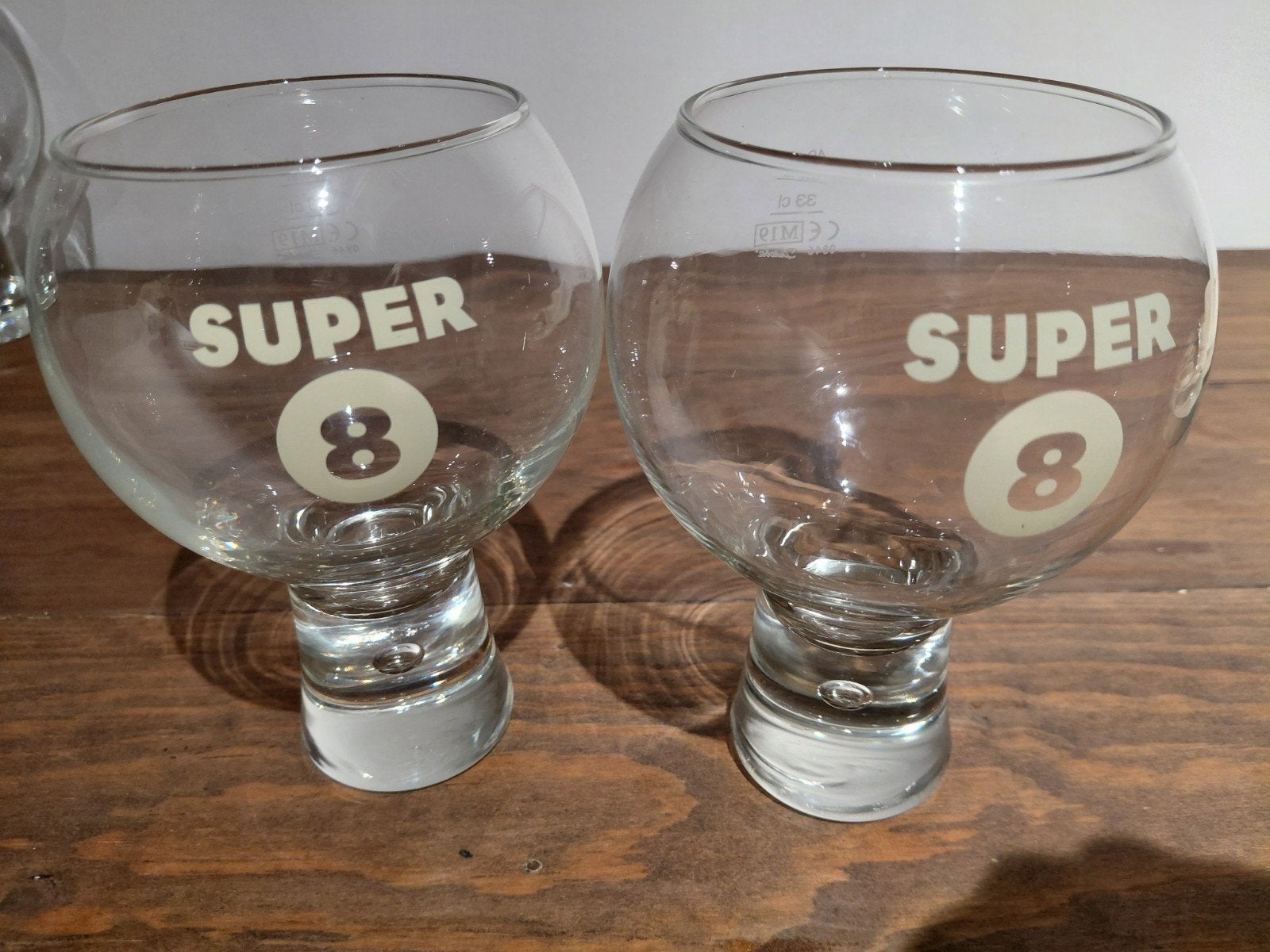 6 bolvormige glazen Super 8 van brouwerij Haacht, Ophalen, Bierglas
