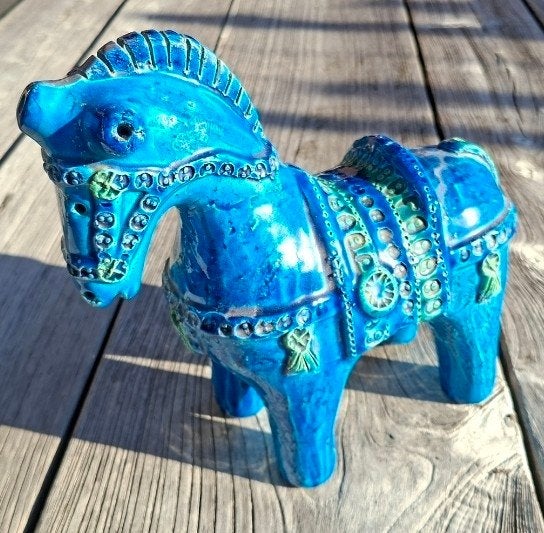 Bitossi paard, Antiek en Kunst, Ophalen of Verzenden, Blauw, Gemerkt
