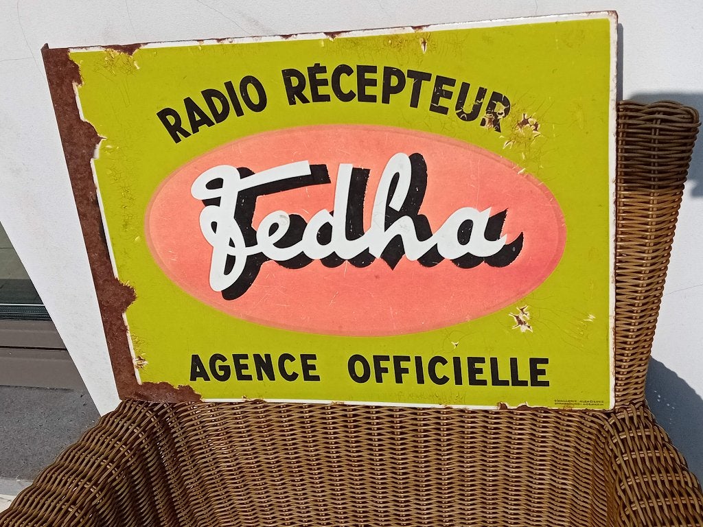 Récepteurs radio à panneau d'affichage en émail Fedha, Enlèvement ou Envoi, Utilisé, Panneau publicitaire
