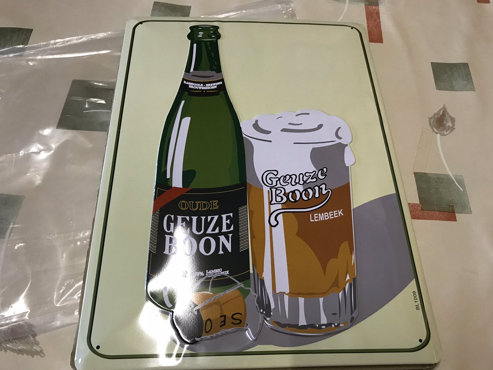 Geuze Boon reclamebord metaal, Verzamelen, Ophalen of Verzenden, Zo goed als nieuw, Reclamebord, Plaat of Schild