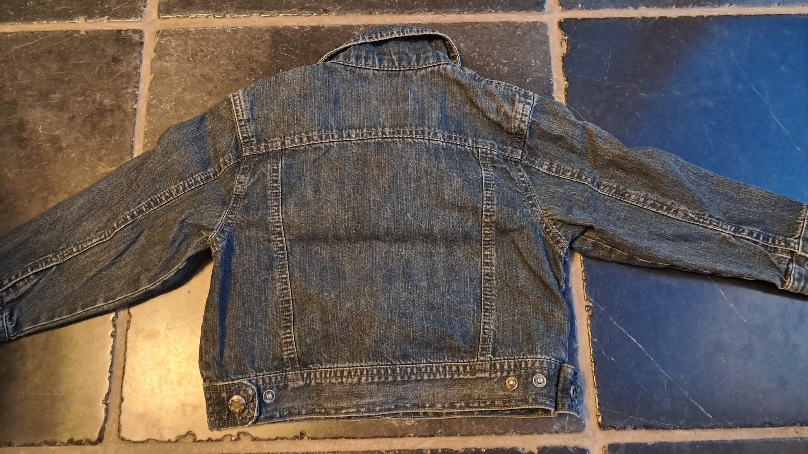 veste en jean épaisse 98, Enlèvement ou Envoi, Comme neuf, Garçon, Manteau
