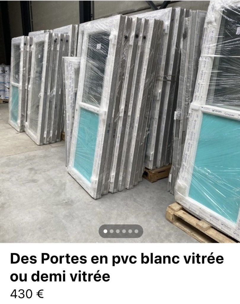 Porte en pvc blanc Vitre ou demie vitrée, Enlèvement