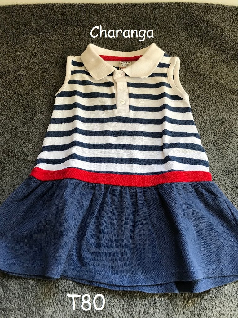 Charanga nieuwe gestreepte jurk T80, Kinderen en Baby's, Babykleding | Maat 80, Charanga, Meisje, Jurkje of Rokje, Nieuw