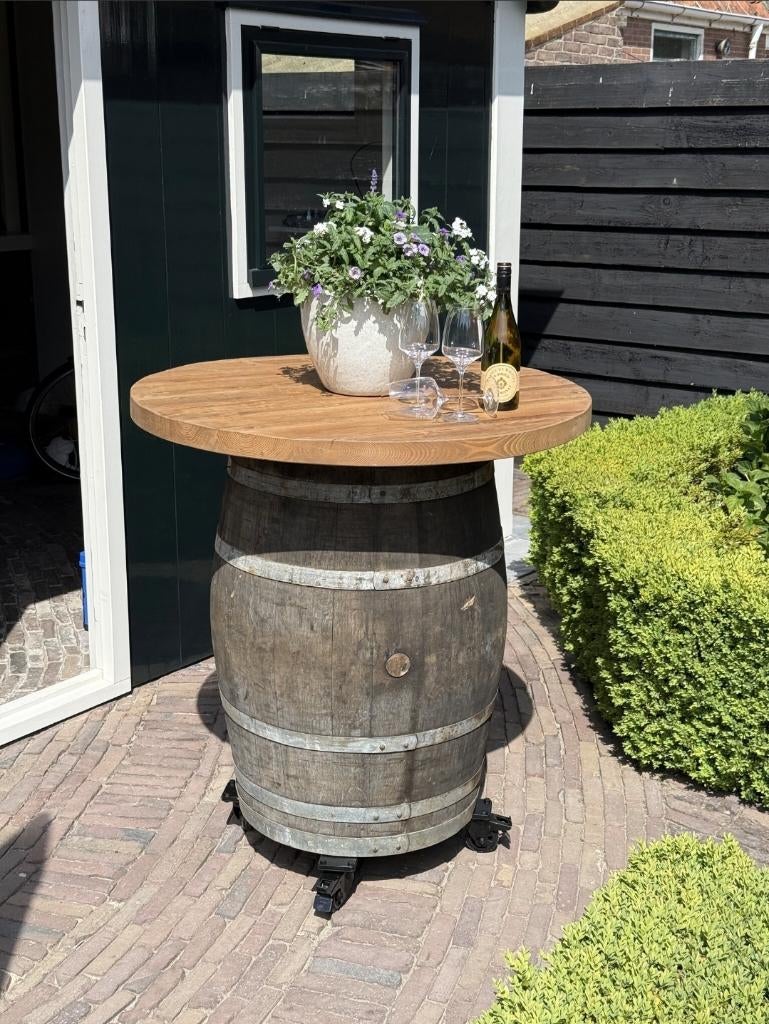 unieke statafel van een authentiek eiken wijn- of whiskyvat, Huis en Inrichting, Ophalen of Verzenden