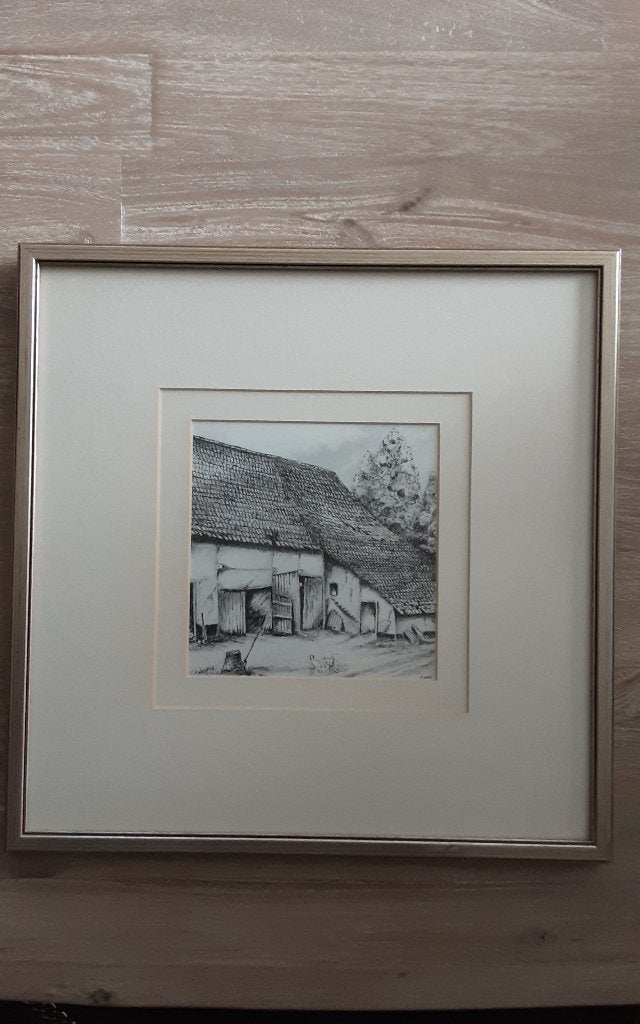 Belle ferme de dessin au stylo (rustique), Neuf, Enlèvement ou Envoi, Dessin, Moins de 50 cm
