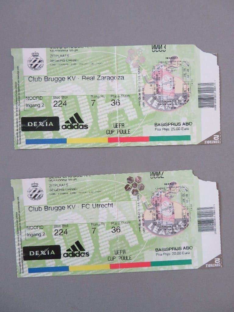 Club Brugge 2004 Uefa Cup tickets Zaragoza FC Utrecht, Ophalen of Verzenden, Zo goed als nieuw, Overige typen